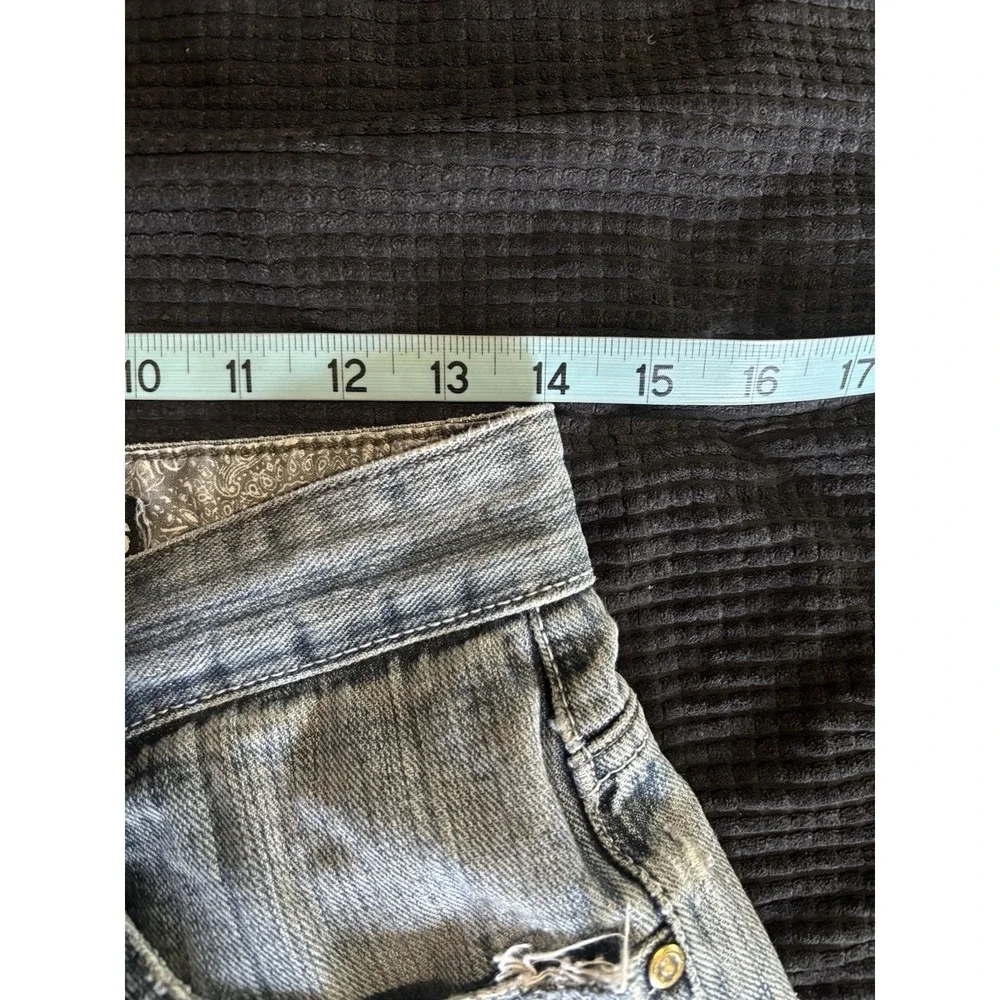 Dyse One Y2K Denim Shorts Distressed Paint Graphic Car Skate Baggy Sz30 Mid Rise